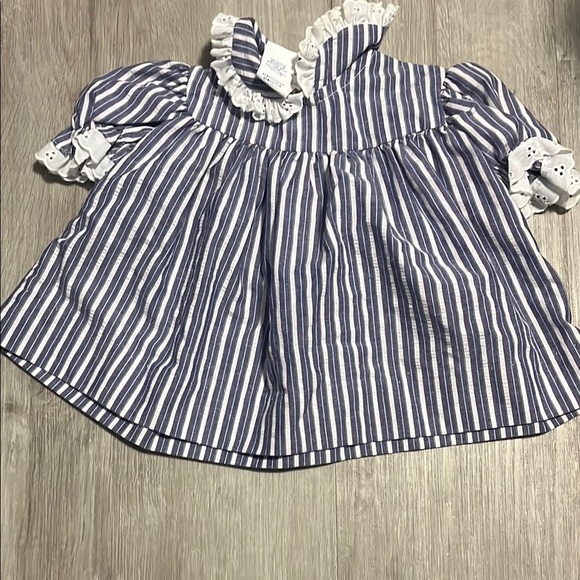 Striped Blue and White Kids Top - Picture 1 of 3